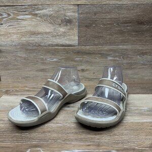 Crocs Patra Khaki Slide Sandals Women's Size 9